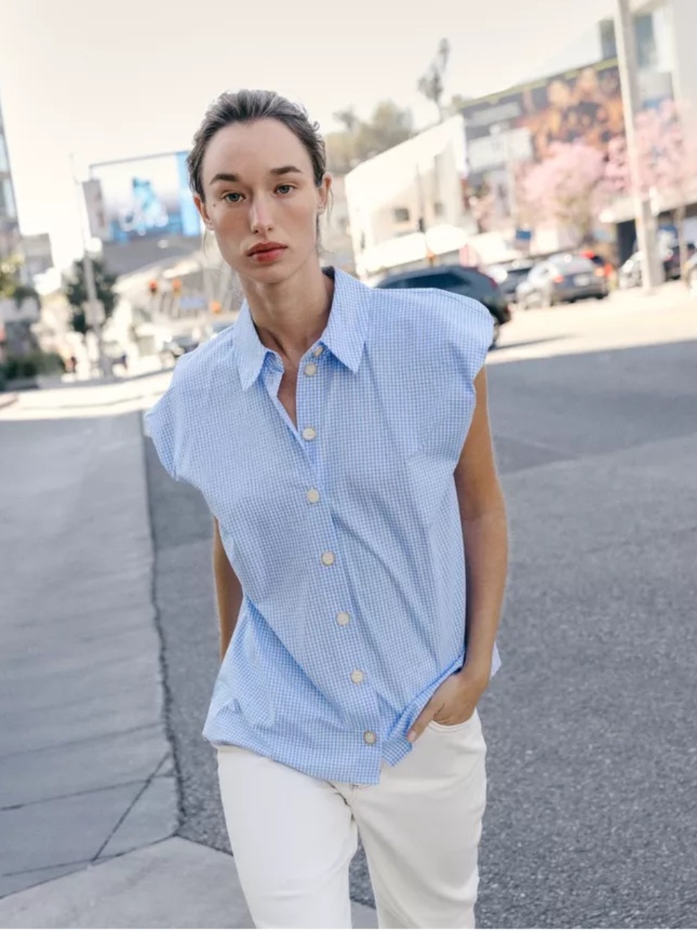 ZARA PUFF SLEEVE SHIRT - Picture 2 of 8